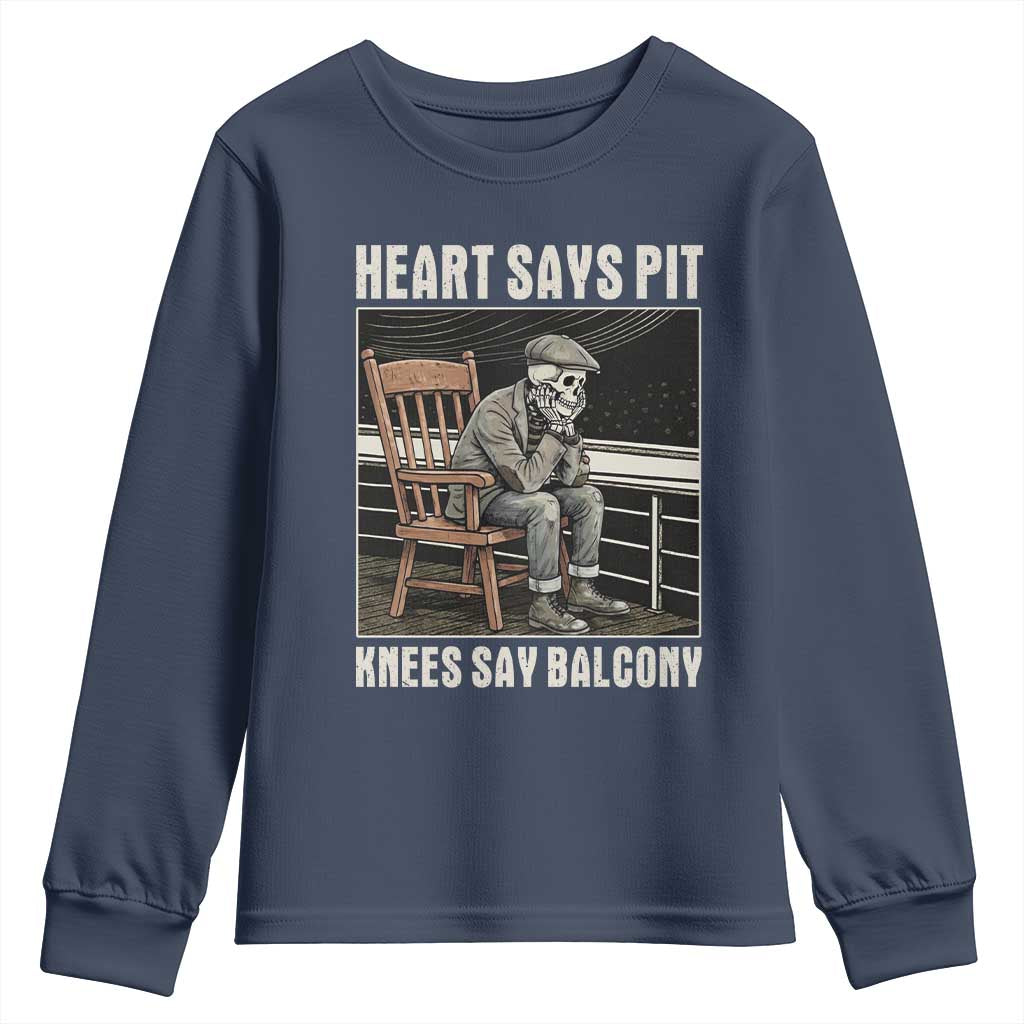Funny Heart Says Pit Knees Say Balcony Youth Sweatshirt Old Skeleton TS11 Navy Print Your Wear