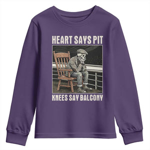 Funny Heart Says Pit Knees Say Balcony Youth Sweatshirt Old Skeleton TS11 Purple Print Your Wear