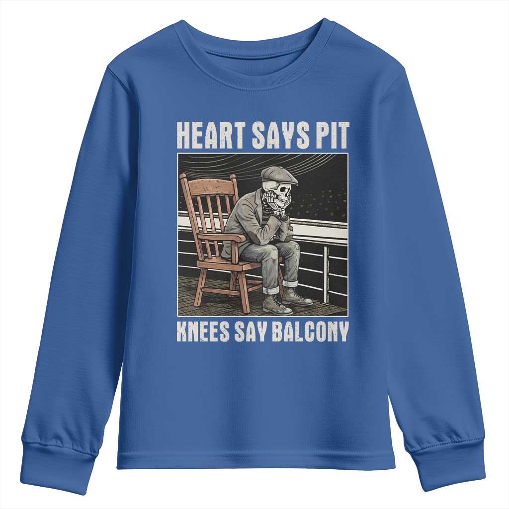 Funny Heart Says Pit Knees Say Balcony Youth Sweatshirt Old Skeleton TS11 Royal Blue Print Your Wear