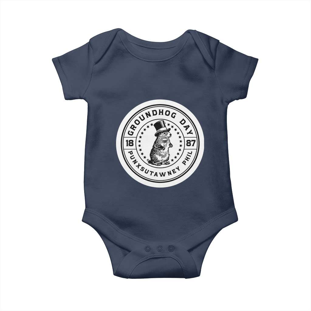Punxsutawney Phil Groundhog Day Baby Onesie Funny Woodchuck Day 1887 TS11 Navy Print Your Wear