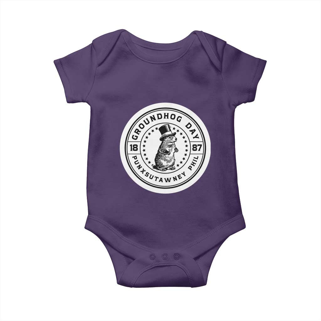 Punxsutawney Phil Groundhog Day Baby Onesie Funny Woodchuck Day 1887 TS11 Purple Print Your Wear