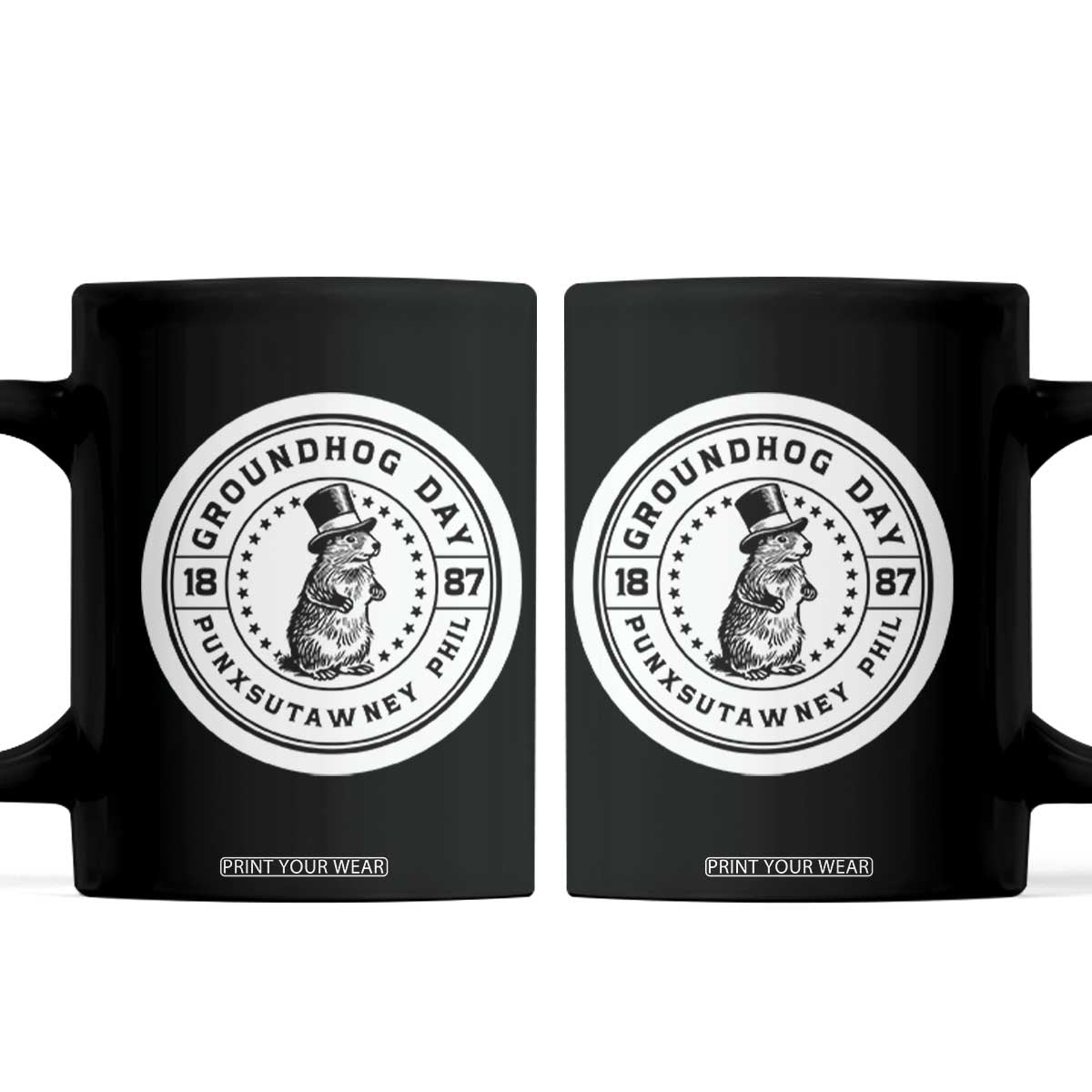Punxsutawney Phil Groundhog Day Coffee Mug Funny Woodchuck Day 1887 TS11 Black Print Your Wear