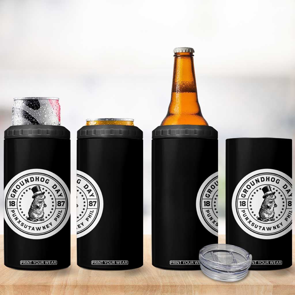 Punxsutawney Phil Groundhog Day 4 in 1 Can Cooler Tumbler Funny Woodchuck Day 1887 TS11 Print Your Wear