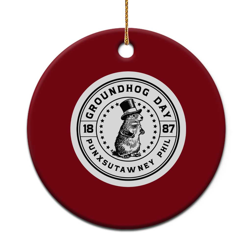 Punxsutawney Phil Groundhog Day Ceramic Ornament Funny Woodchuck Day 1887 TS11 1pc Red Print Your Wear
