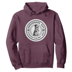 Punxsutawney Phil Groundhog Day Hoodie Funny Woodchuck Day 1887 TS11 Maroon Print Your Wear