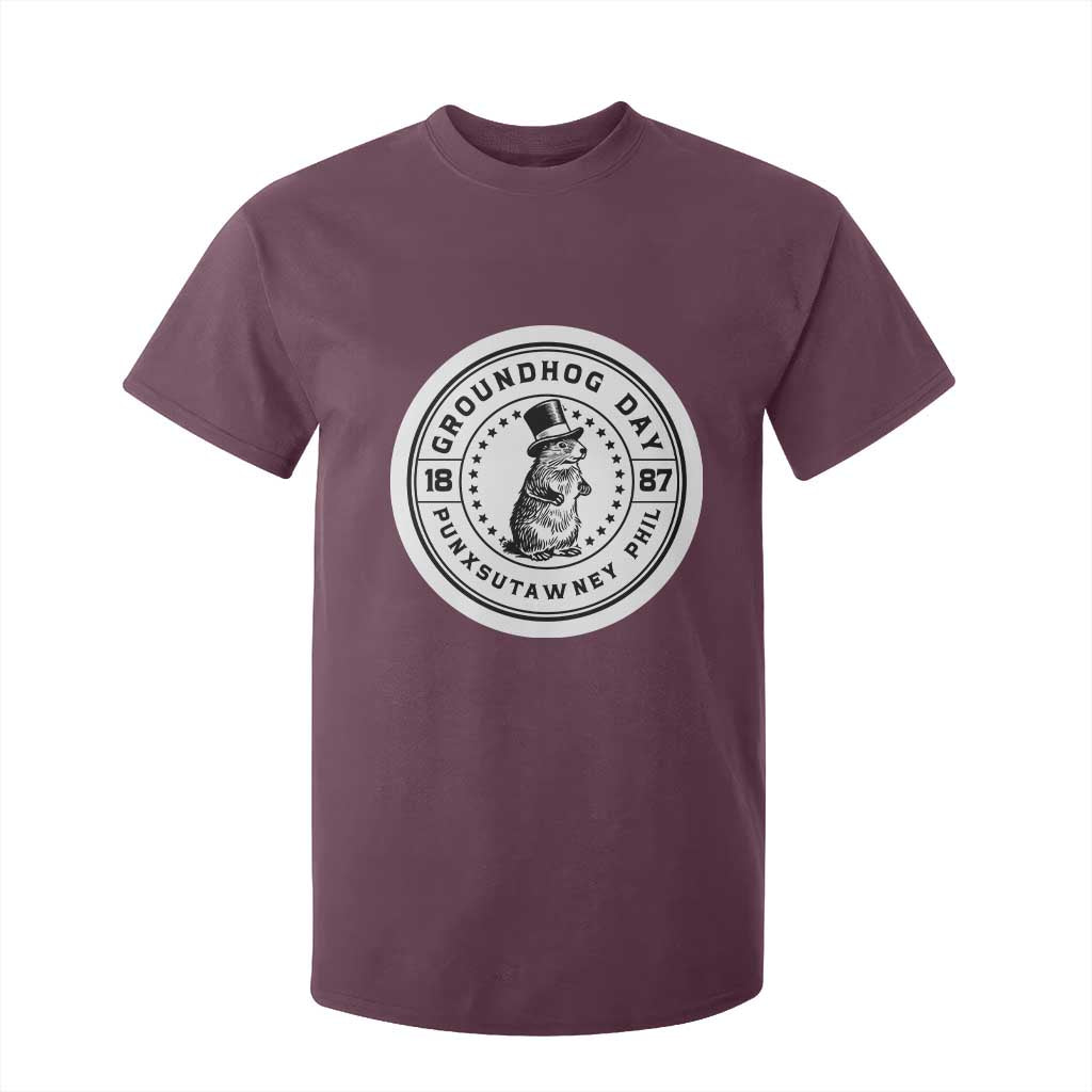 Punxsutawney Phil Groundhog Day T Shirt For Kid Funny Woodchuck Day 1887 TS11 Maroon Print Your Wear