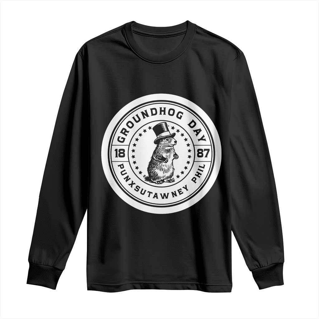 Punxsutawney Phil Groundhog Day Long Sleeve Shirt Funny Woodchuck Day 1887 TS11 Black Print Your Wear