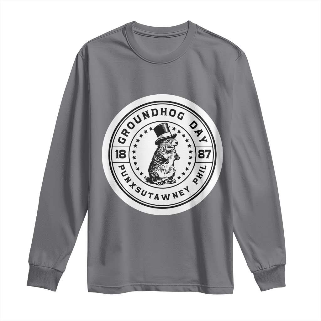 Punxsutawney Phil Groundhog Day Long Sleeve Shirt Funny Woodchuck Day 1887 TS11 Charcoal Print Your Wear