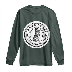 Punxsutawney Phil Groundhog Day Long Sleeve Shirt Funny Woodchuck Day 1887 TS11 Dark Forest Green Print Your Wear