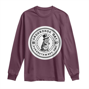 Punxsutawney Phil Groundhog Day Long Sleeve Shirt Funny Woodchuck Day 1887 TS11 Maroon Print Your Wear