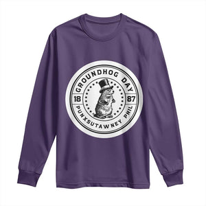 Punxsutawney Phil Groundhog Day Long Sleeve Shirt Funny Woodchuck Day 1887 TS11 Purple Print Your Wear