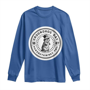 Punxsutawney Phil Groundhog Day Long Sleeve Shirt Funny Woodchuck Day 1887 TS11 Royal Blue Print Your Wear