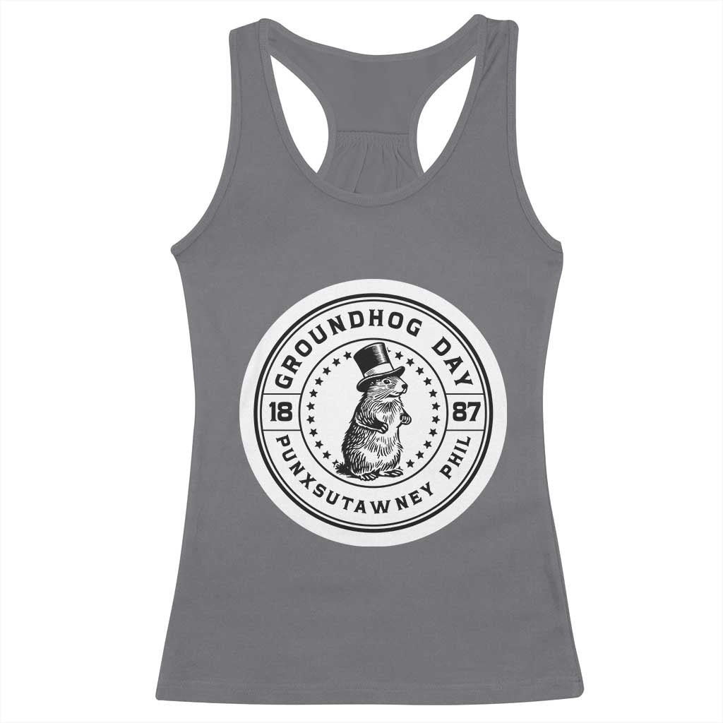 Punxsutawney Phil Groundhog Day Racerback Tank Top Funny Woodchuck Day 1887 TS11 Charcoal Print Your Wear