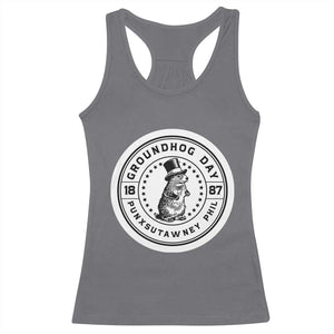 Punxsutawney Phil Groundhog Day Racerback Tank Top Funny Woodchuck Day 1887 TS11 Charcoal Print Your Wear