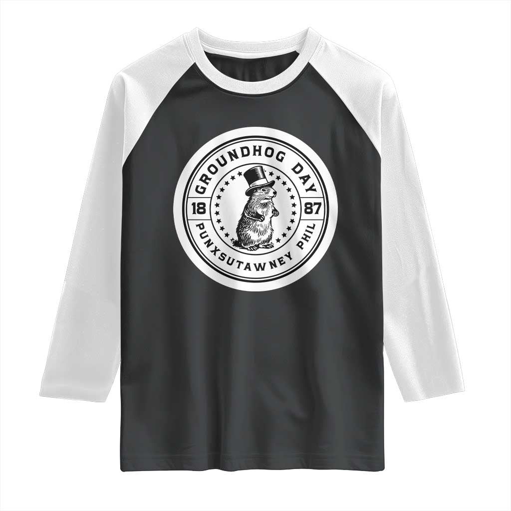Punxsutawney Phil Groundhog Day Raglan Shirt Funny Woodchuck Day 1887 TS11 Black White Print Your Wear
