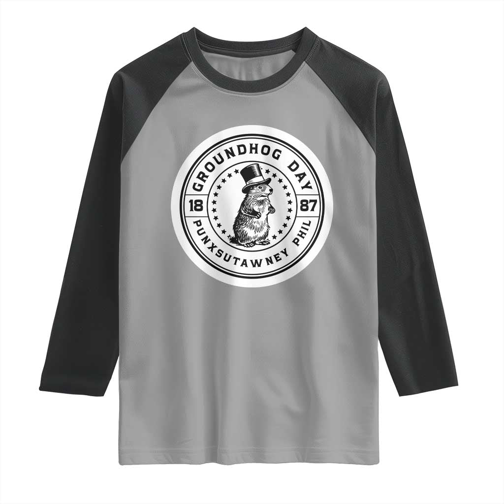 Punxsutawney Phil Groundhog Day Raglan Shirt Funny Woodchuck Day 1887 TS11 Sport Gray Black Print Your Wear
