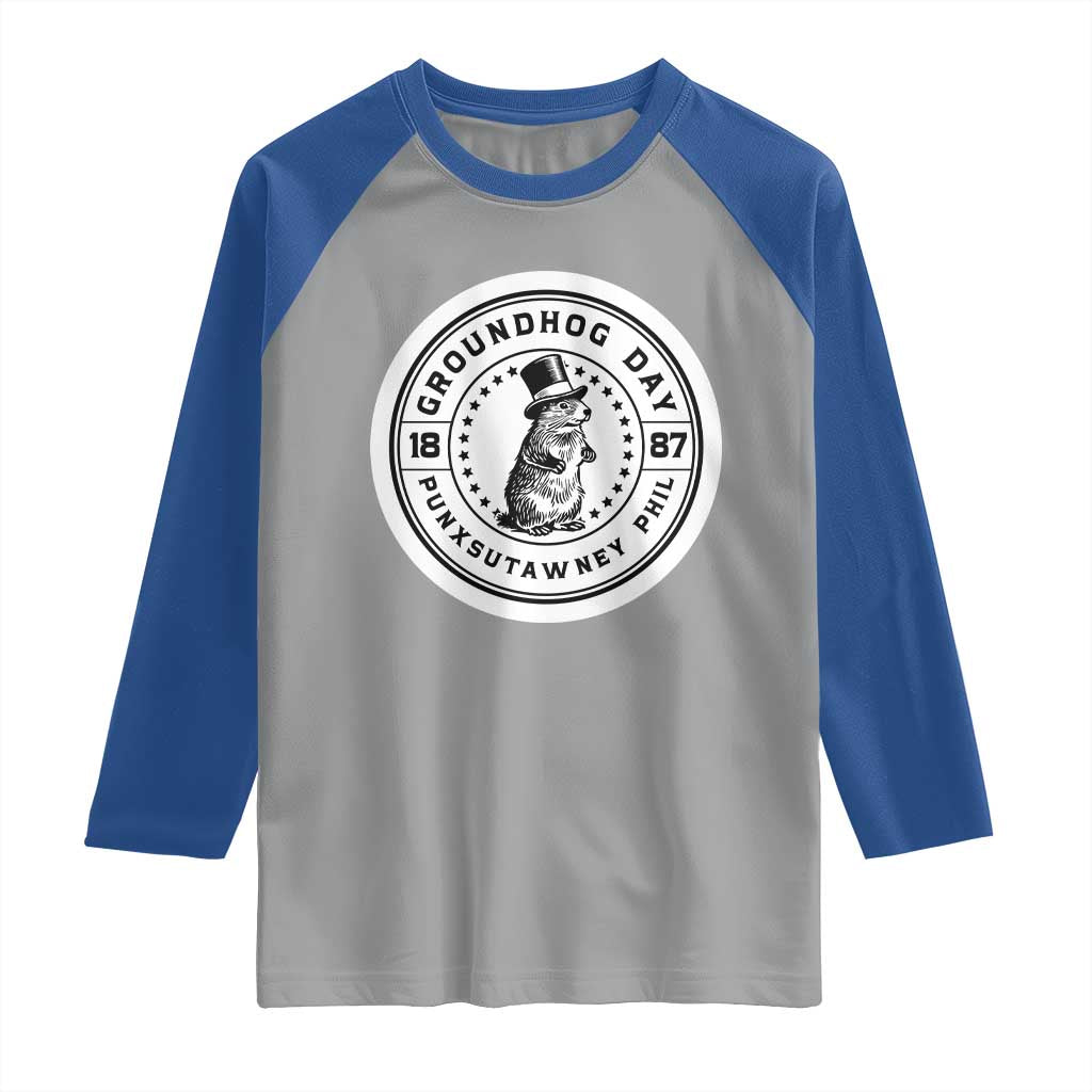 Punxsutawney Phil Groundhog Day Raglan Shirt Funny Woodchuck Day 1887 TS11 Sport Gray Royal Print Your Wear