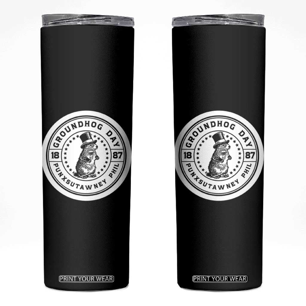 Punxsutawney Phil Groundhog Day Skinny Tumbler Funny Woodchuck Day 1887 TS11 Black Print Your Wear