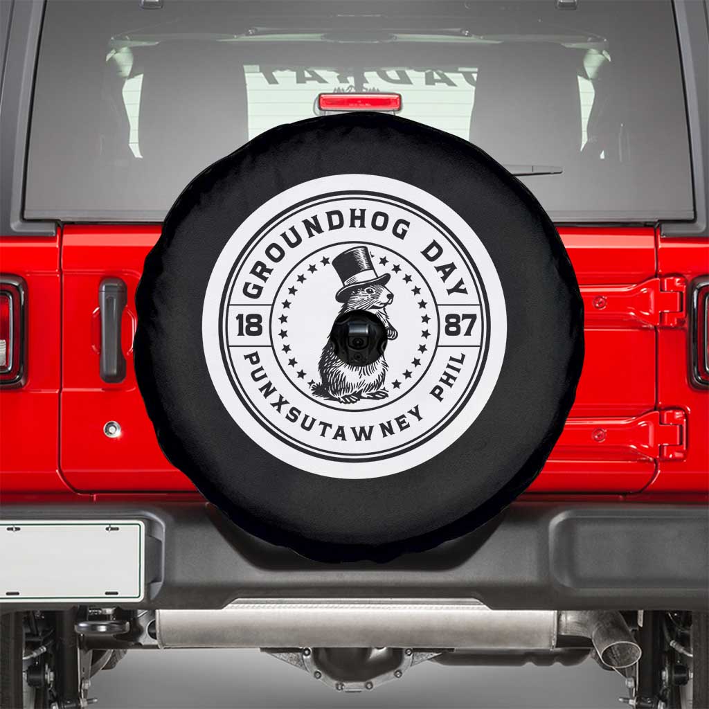Punxsutawney Phil Groundhog Day Spare Tire Cover Funny Woodchuck Day 1887 TS11 Black Print Your Wear