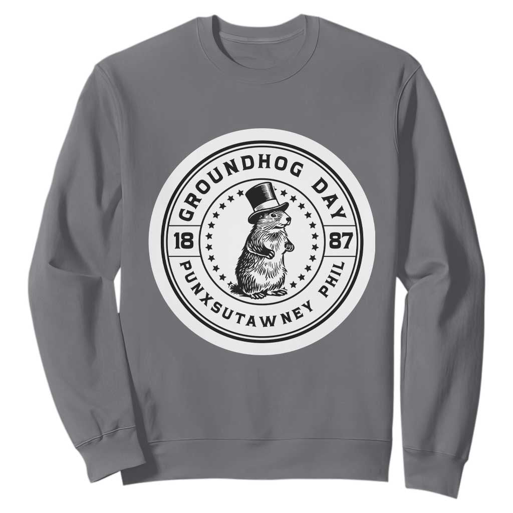Punxsutawney Phil Groundhog Day Sweatshirt Funny Woodchuck Day 1887 TS11 Charcoal Print Your Wear