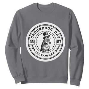 Punxsutawney Phil Groundhog Day Sweatshirt Funny Woodchuck Day 1887 TS11 Charcoal Print Your Wear
