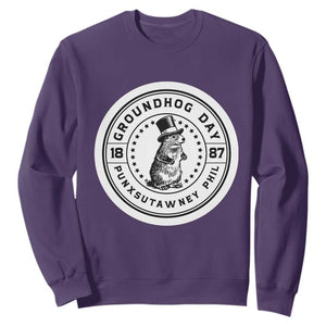 Punxsutawney Phil Groundhog Day Sweatshirt Funny Woodchuck Day 1887 TS11 Purple Print Your Wear