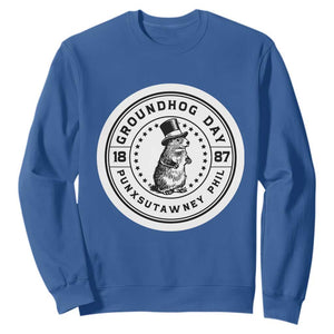 Punxsutawney Phil Groundhog Day Sweatshirt Funny Woodchuck Day 1887 TS11 Royal Blue Print Your Wear