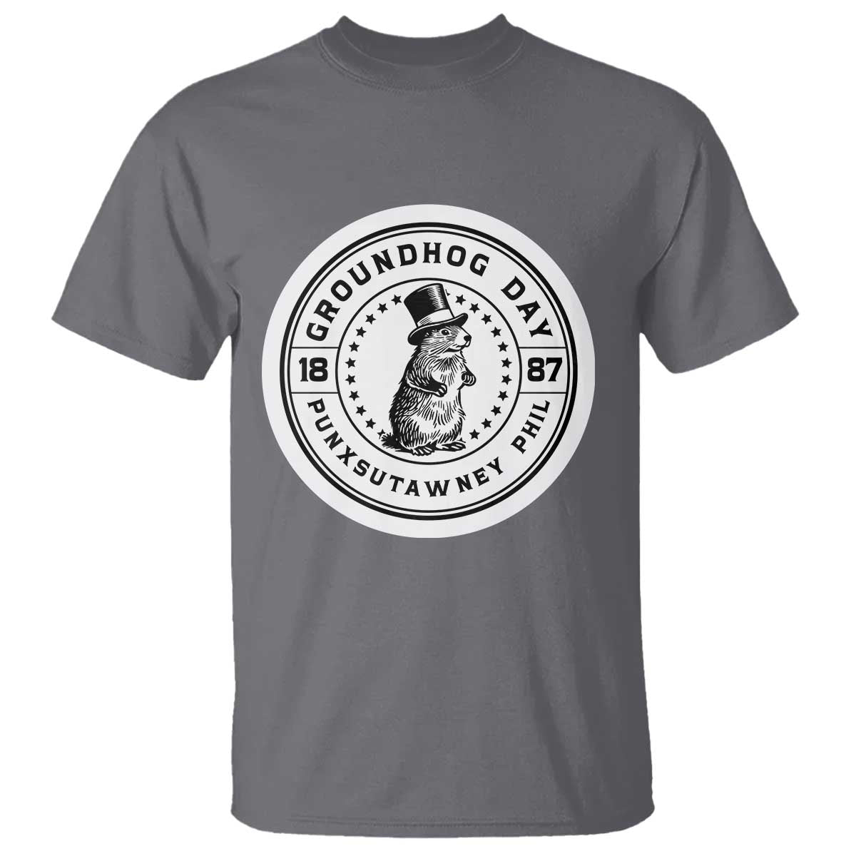 Punxsutawney Phil Groundhog Day T Shirt Funny Woodchuck Day 1887 TS11 Charcoal Print Your Wear