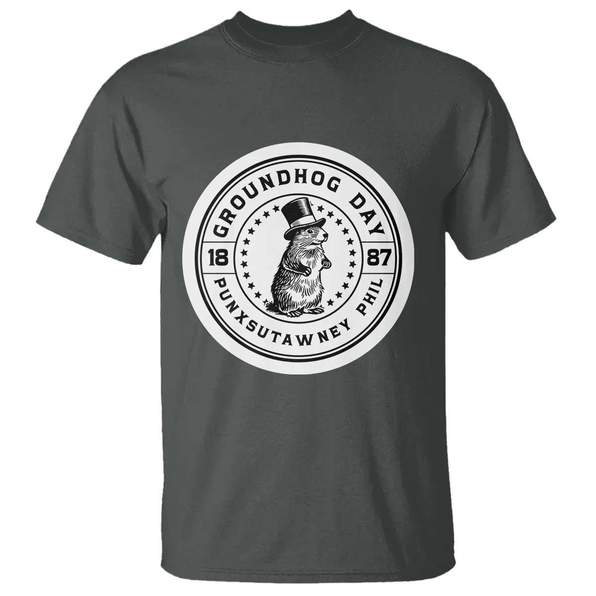 Punxsutawney Phil Groundhog Day T Shirt Funny Woodchuck Day 1887 TS11 Dark Heather Print Your Wear