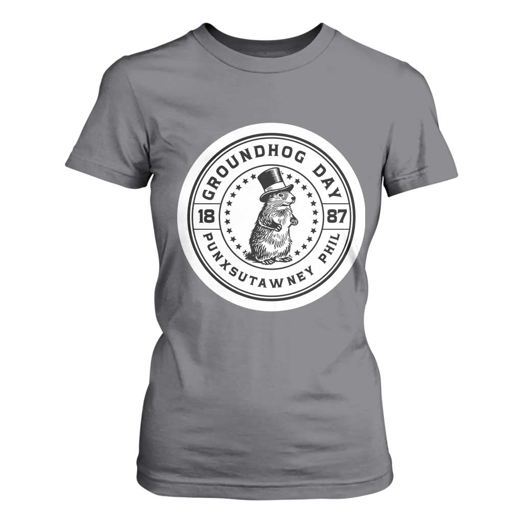 Punxsutawney Phil Groundhog Day T Shirt For Women Funny Woodchuck Day 1887 TS11 Charcoal Print Your Wear