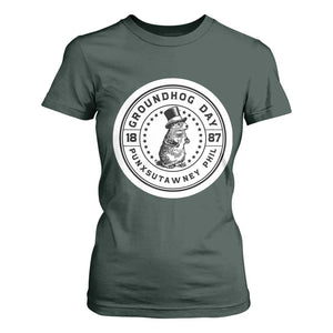 Punxsutawney Phil Groundhog Day T Shirt For Women Funny Woodchuck Day 1887 TS11 Dark Forest Green Print Your Wear