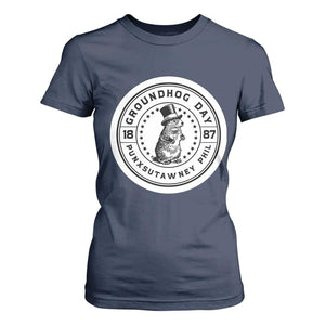 Punxsutawney Phil Groundhog Day T Shirt For Women Funny Woodchuck Day 1887 TS11 Navy Print Your Wear