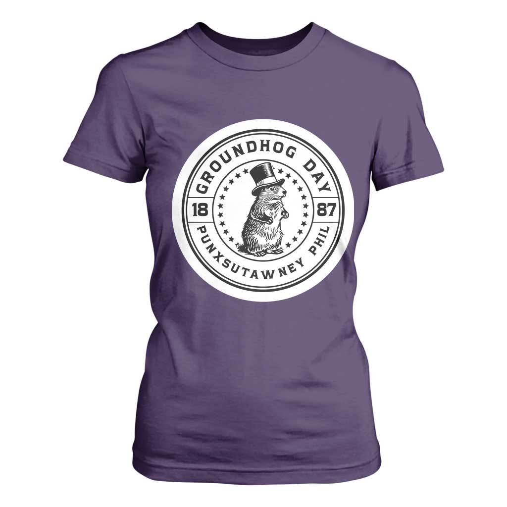 Punxsutawney Phil Groundhog Day T Shirt For Women Funny Woodchuck Day 1887 TS11 Purple Print Your Wear