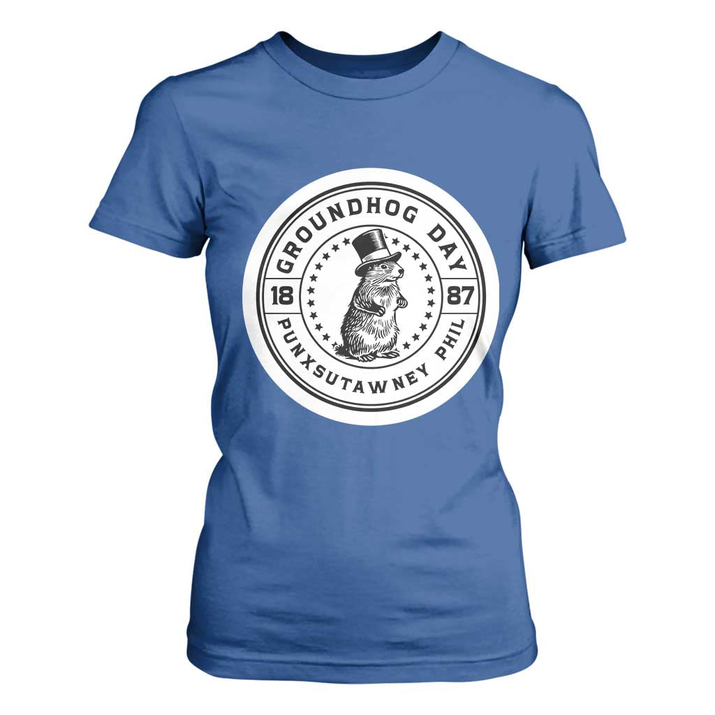 Punxsutawney Phil Groundhog Day T Shirt For Women Funny Woodchuck Day 1887 TS11 Royal Blue Print Your Wear