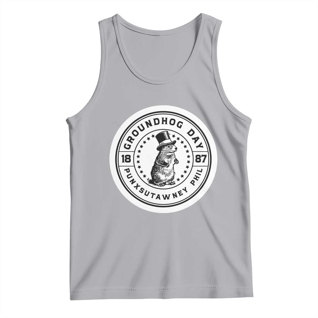 Punxsutawney Phil Groundhog Day Tank Top Funny Woodchuck Day 1887 TS11 Athletic Heather Print Your Wear