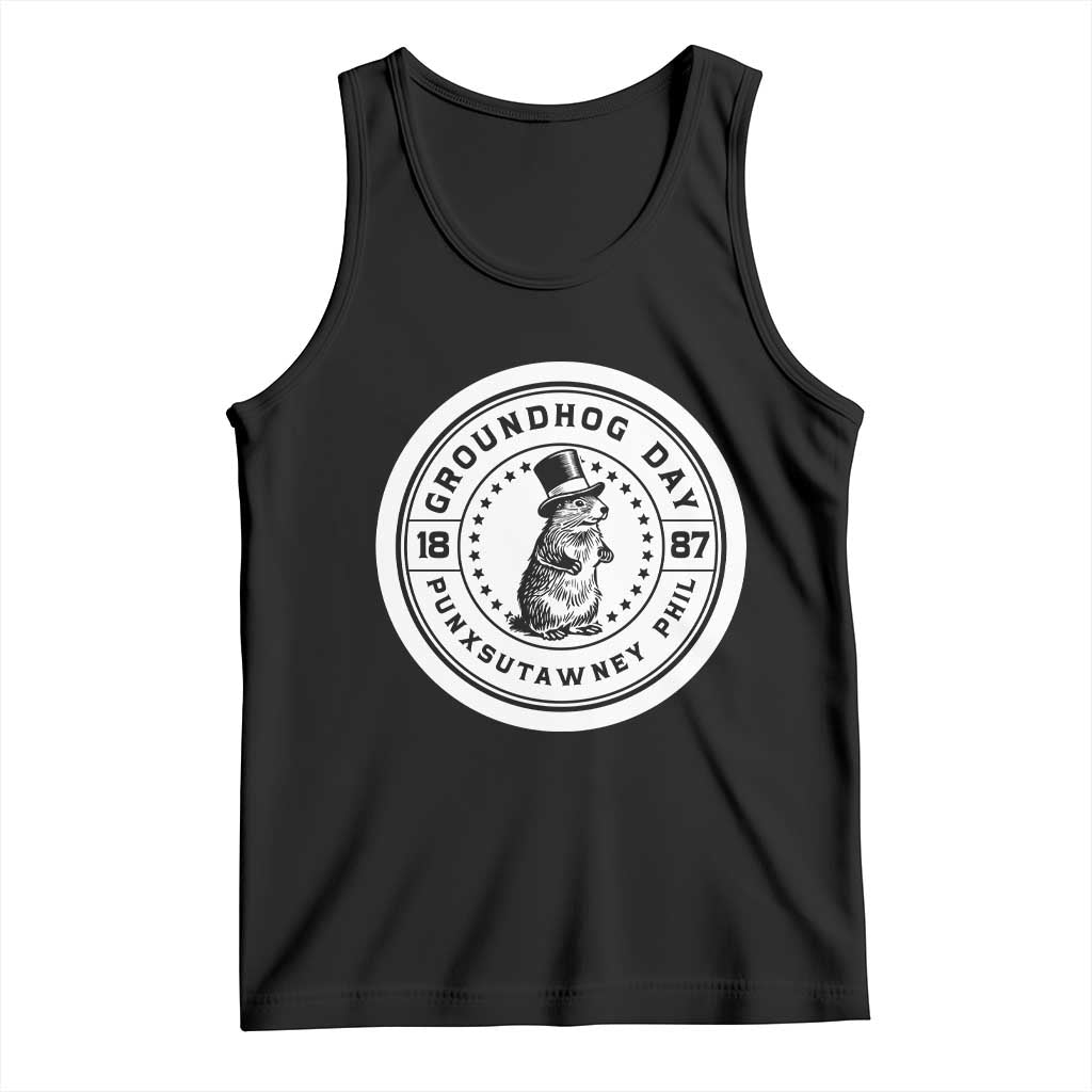 Punxsutawney Phil Groundhog Day Tank Top Funny Woodchuck Day 1887 TS11 Black Print Your Wear