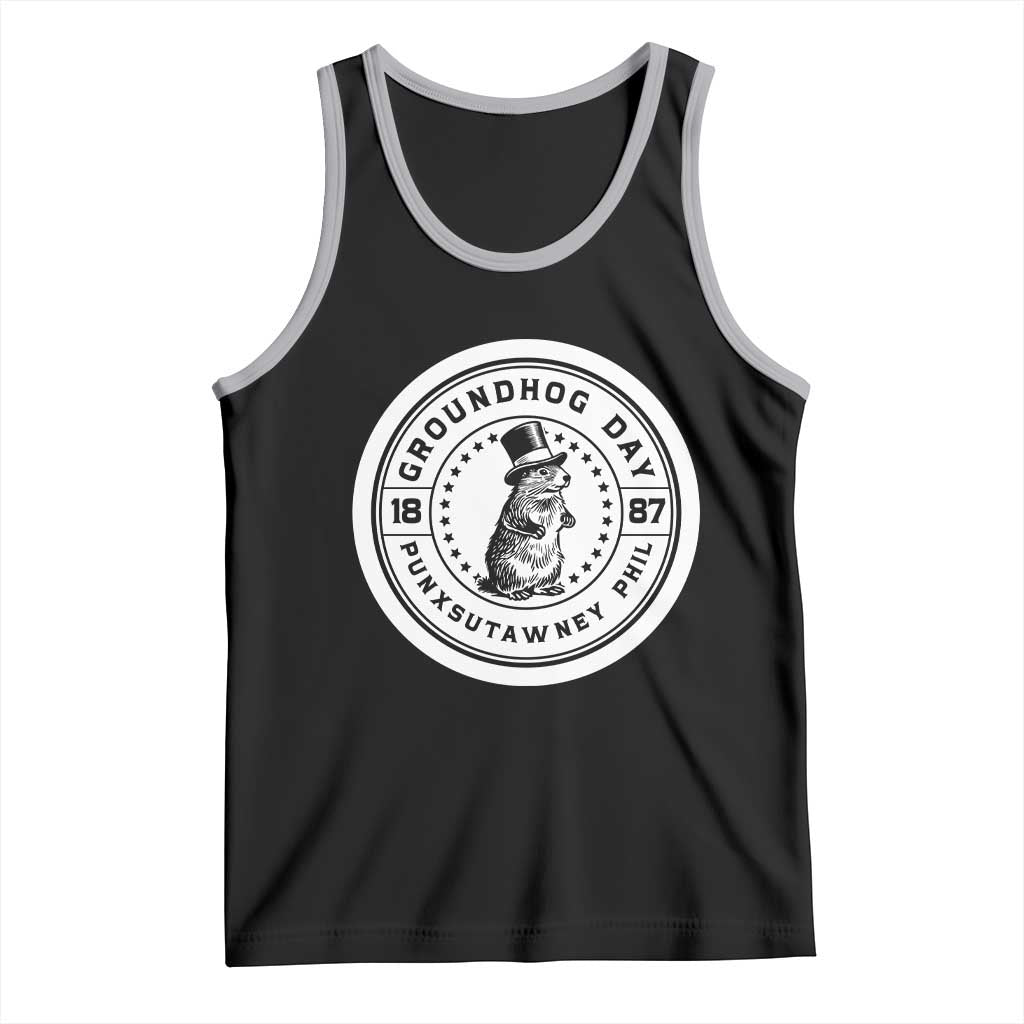 Punxsutawney Phil Groundhog Day Tank Top Funny Woodchuck Day 1887 TS11 Black Athletic Heather Print Your Wear