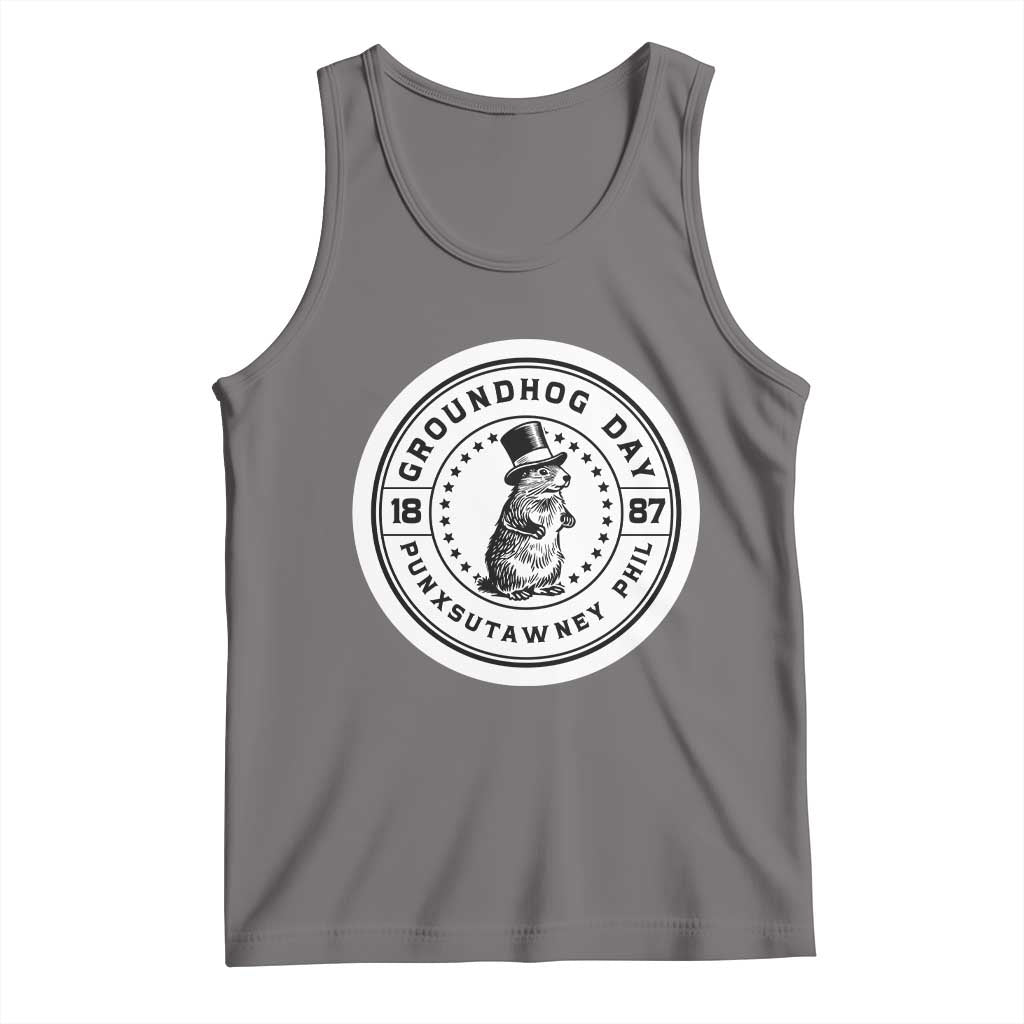 Punxsutawney Phil Groundhog Day Tank Top Funny Woodchuck Day 1887 TS11 Deep Heather Print Your Wear