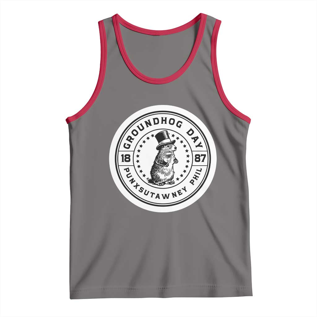 Punxsutawney Phil Groundhog Day Tank Top Funny Woodchuck Day 1887 TS11 Deep Heather Red Print Your Wear