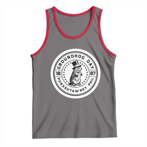 Punxsutawney Phil Groundhog Day Tank Top Funny Woodchuck Day 1887 TS11 Deep Heather Red Print Your Wear
