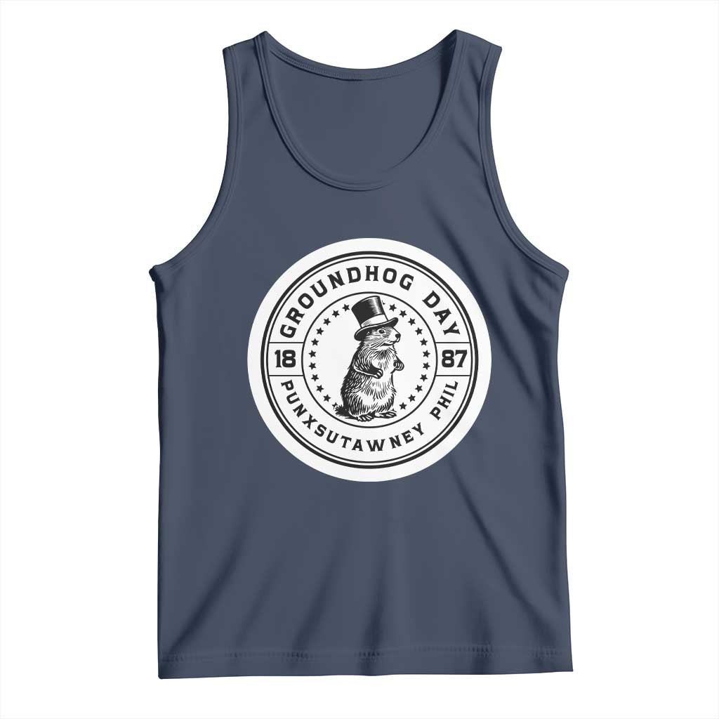 Punxsutawney Phil Groundhog Day Tank Top Funny Woodchuck Day 1887 TS11 Navy Print Your Wear