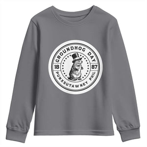 Punxsutawney Phil Groundhog Day Youth Sweatshirt Funny Woodchuck Day 1887 TS11 Charcoal Print Your Wear