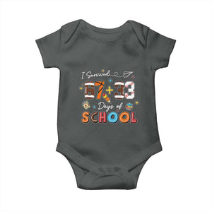 I Survived 67 33 Days Of School Baby Onesie Funny 100th Days of School 67 Sport Lover TS11 Dark Heather Print Your Wear