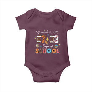 I Survived 67 33 Days Of School Baby Onesie Funny 100th Days of School 67 Sport Lover TS11 Maroon Print Your Wear