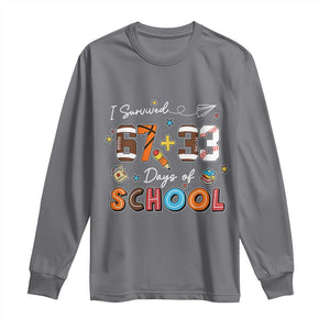 I Survived 67 33 Days Of School Long Sleeve Shirt Funny 100th Days of School 67 Sport Lover TS11 Charcoal Print Your Wear