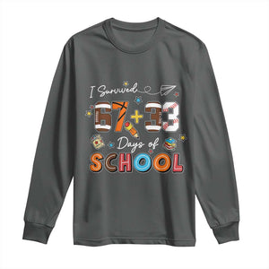 I Survived 67 33 Days Of School Long Sleeve Shirt Funny 100th Days of School 67 Sport Lover TS11 Dark Heather Print Your Wear
