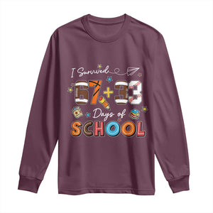I Survived 67 33 Days Of School Long Sleeve Shirt Funny 100th Days of School 67 Sport Lover TS11 Maroon Print Your Wear