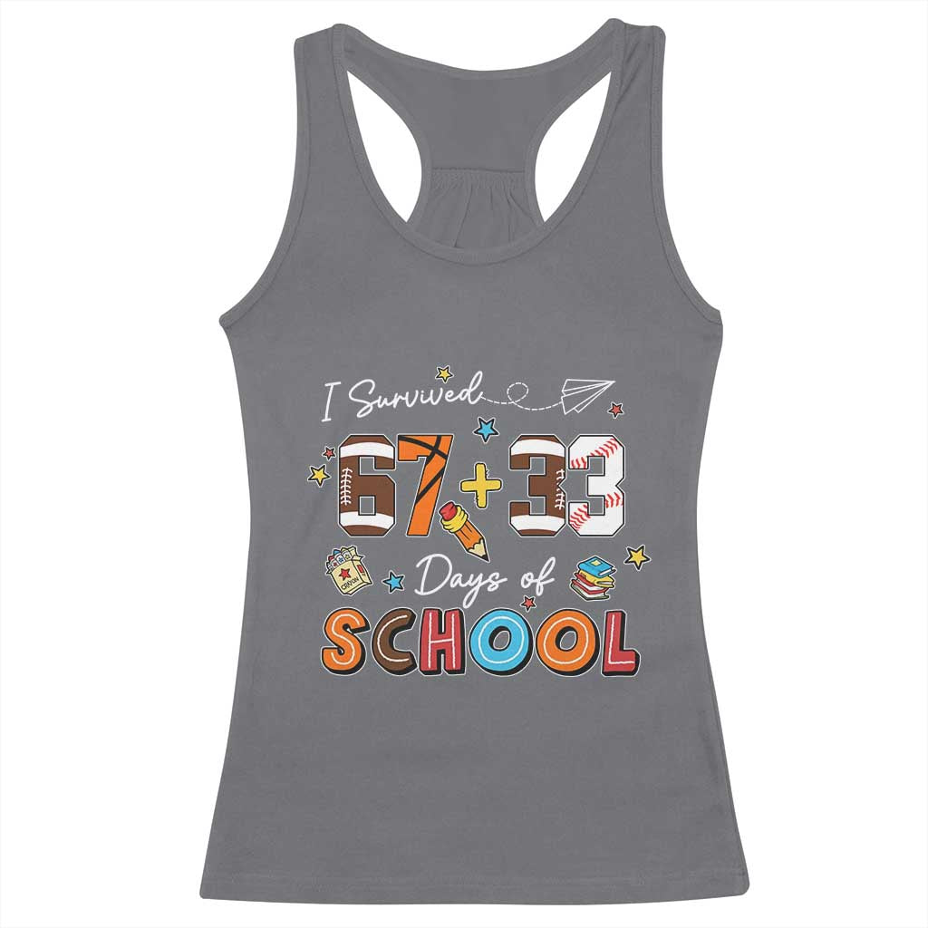 I Survived 67 33 Days Of School Racerback Tank Top Funny 100th Days of School 67 Sport Lover TS11 Charcoal Print Your Wear