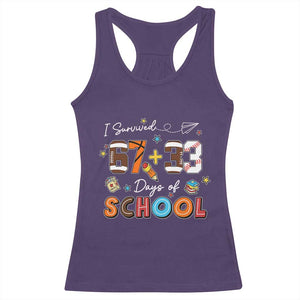 I Survived 67 33 Days Of School Racerback Tank Top Funny 100th Days of School 67 Sport Lover TS11 Purple Print Your Wear