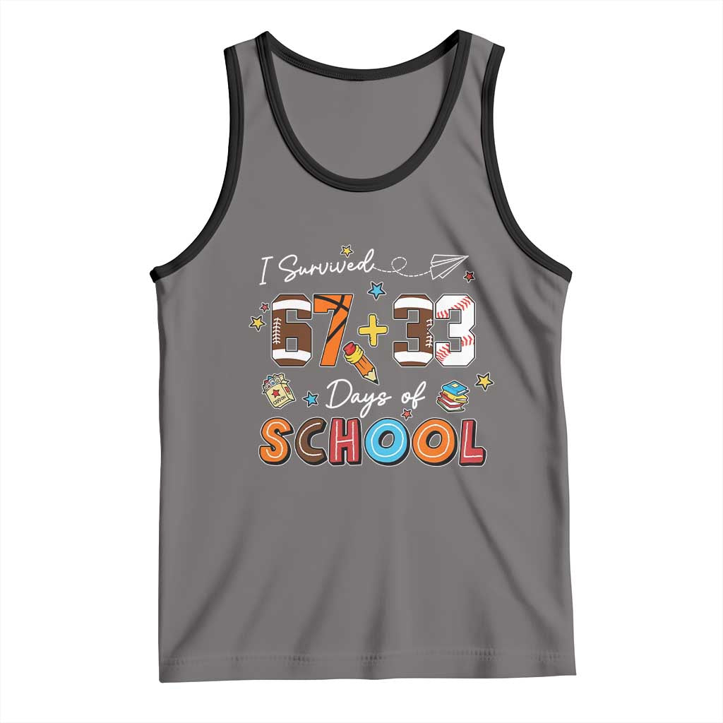 I Survived 67 33 Days Of School Tank Top Funny 100th Days of School 67 Sport Lover TS11 Deep Heather Black Print Your Wear